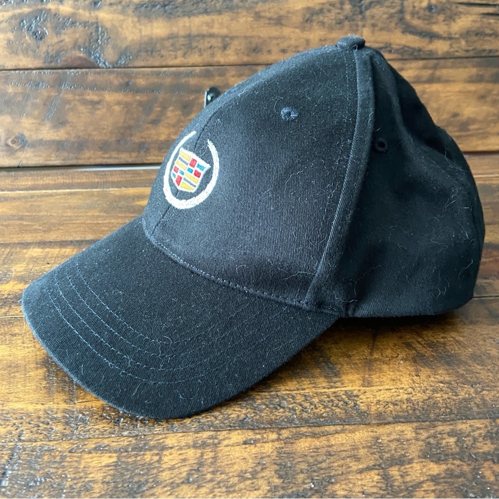 Cadillac Mens Baseball Cap Hat Black Logo Cotton Solid Adjustable - Picture 2 of 6